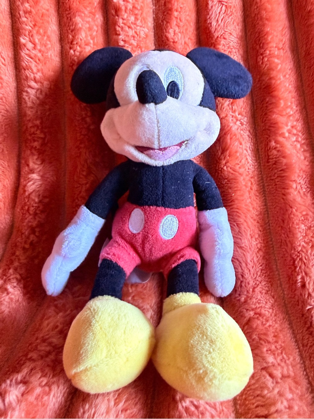 Classic Mickey-Style Plush Toy in Black, Red, Yellow